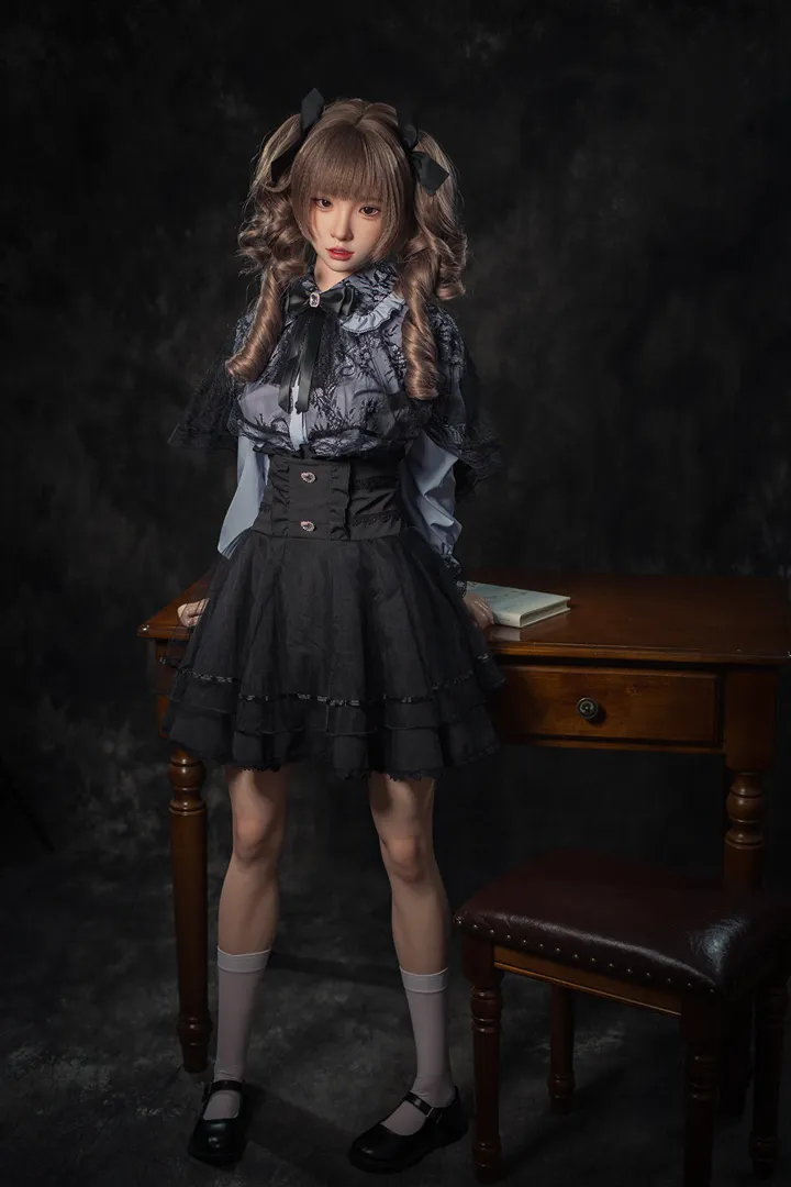 148cm (4ft10) B-Cup Gaya Gothic Lolita Silikon Anak Patung Seks Xiaorou, ROS Kepala #103B
